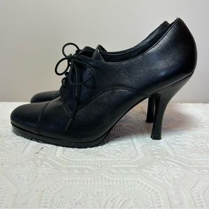 Pegabo Black Leather High Heel Shooties Sz 8.5 EUC